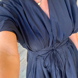 Lacey Black Pleated Midi Dress