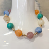 Colorful Marble & Gold Beaded Necklace