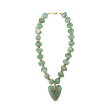 Athens Beaded Necklace with Heart Charm