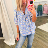 MAGGIE BLUE PRETTY PETALS TOP