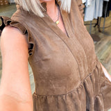 ABNEY MOCHA SUEDE DRESS