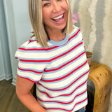 Tate Red and Blue Stripe Top
