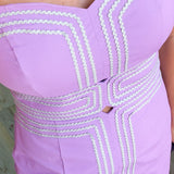 Silver Lace Trim Purple Mini Dress