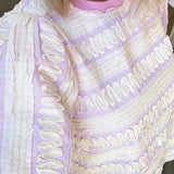 FARIS CREAM TEXTURED LILAC TOP