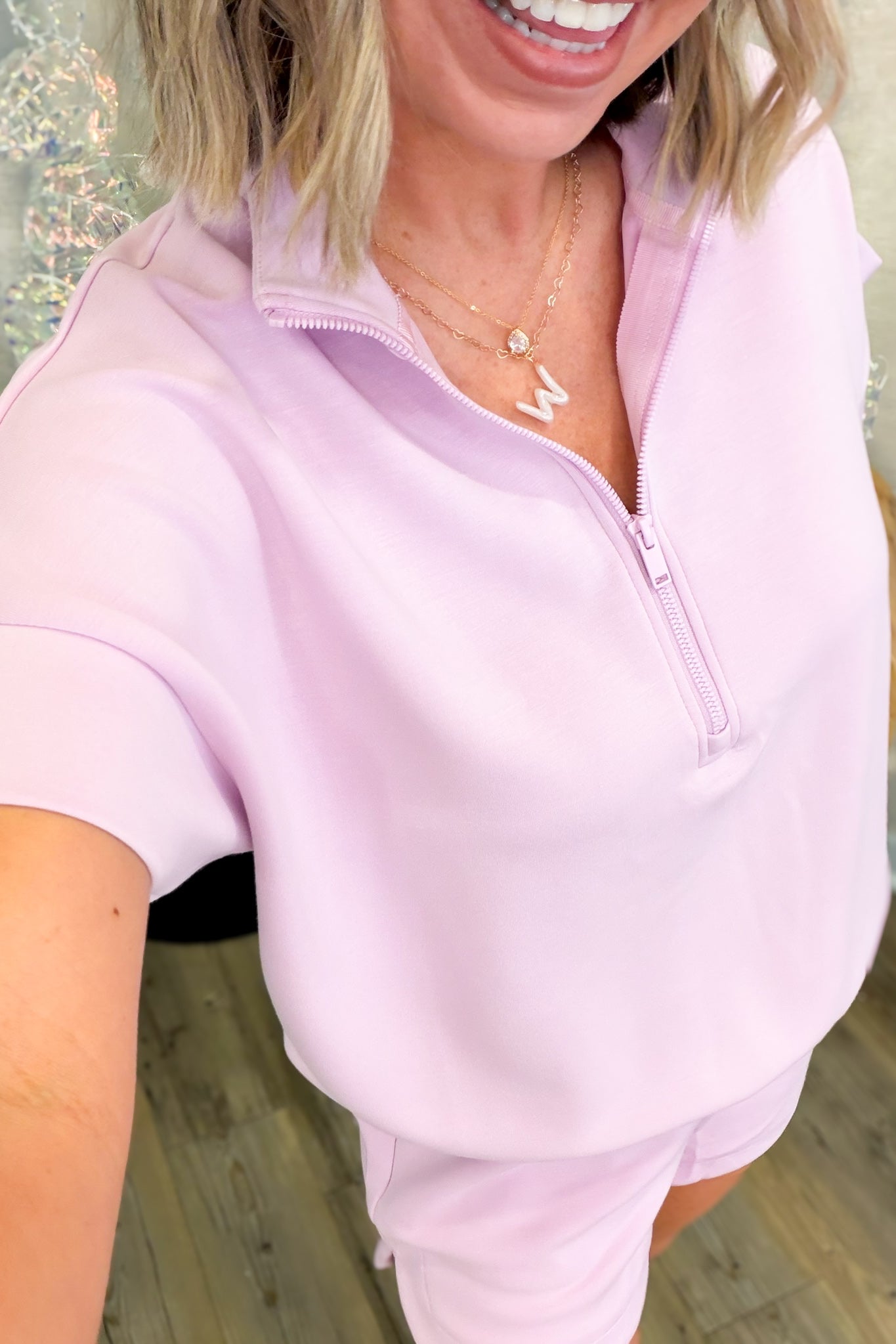 Kelly Quarter Zip Short Sleeve Top