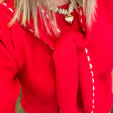Hotty Tie Red Sweater Top