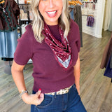 Maroon Knit Sweater Top