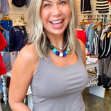 Sydney Sleeveless Square Neck Double Layer Knit Tank