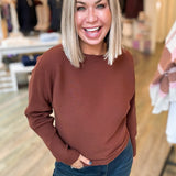 Chestnut Boatneck Ribbed Sweater