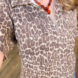 Lizzie Leopard Print Denim Top