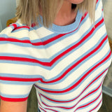 Tate Red and Blue Stripe Top