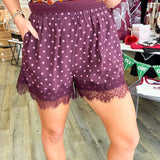 Lace Trim Polka Dot Shorts