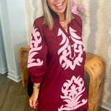 Maroon Pink Bordeaux Bloom Dress