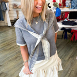 Heather Grey Polka Dot Hoodie Sweater Top