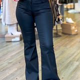 Happi Coated Mid-Rise Flare Denim