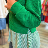 JULIA GREEN QUILTED HOODIE