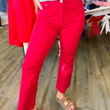 Red Kelsey High Rise Ankle Flare KUT Denim