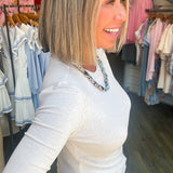 BECCA OATMEAL SOFT RIBBED TOP