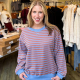 MONICA BLUE CLAY STRIPE PULLOVER