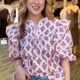Taylor Pink Floral Blouse