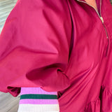 CECILIA BURGUNDY QUATER ZIP DRESS