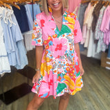 OLIVIA GARDEN SCAPE PRINTED DRESS