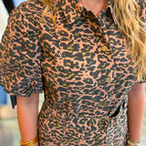 LEOPARD BELTED BUTTON UP DRESS