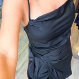 Satin Drape Wrap Mini Dress