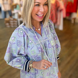 PURPLE MOD FLORAL BLOUSE