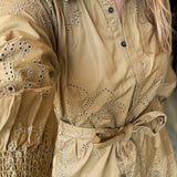 OLIVE EYELET SHIRT DRESS