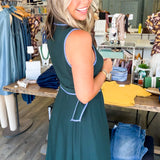 Liv Hunter Green Belted Midi Dress