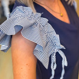 DARBY NAVY DRESS STRIPED TRIM