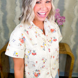 Eden Floral Denim Button Down Top