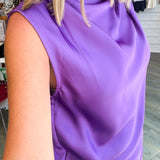 Leah Purple Mock Neck Blouse