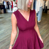 LENNIE MAROON V NECK DRESS