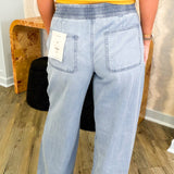 Medium Light Pull-On Denim Wide Leg Jeans