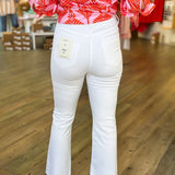 HAPPI WHITE STEP HEM CROP FLARE JEANS