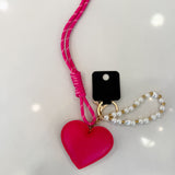 Heart Charm Pearl Keychain