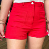 Cherry High Waist Denim Shorts