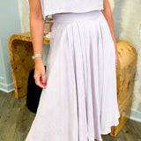Dusty Lavender Crop Top and Midi Skirt Set