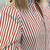Ciara Brown Stripe Button Down Blouse