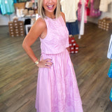 PINK EMBROIDERED MIDI SKIRT SET