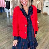 Leslie Red Knit Cardigan