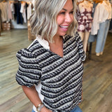 SUZIE BLACK METALLIC TWEED BLOUSE