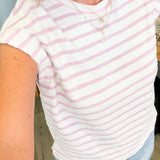 Connie Taupe Stripe Short Sleeve Top