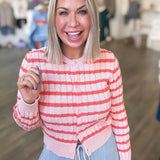 SHELLY PEACH STRIPED CARDIGAN