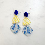 BLUE YELLOW ACRYLIC EARRINGS