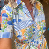SANTORINI BUTTON FRONT MIDI DRESS