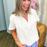 Caroline White Stitched Blouse