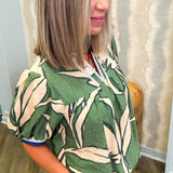 Tara Geometric Green Blouse